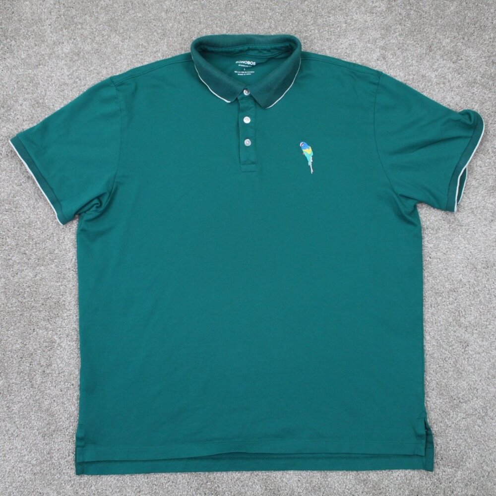 Bonobos Polo Shirt Mens Large Green Standard Fit Polyester Stretch Short Sleeve